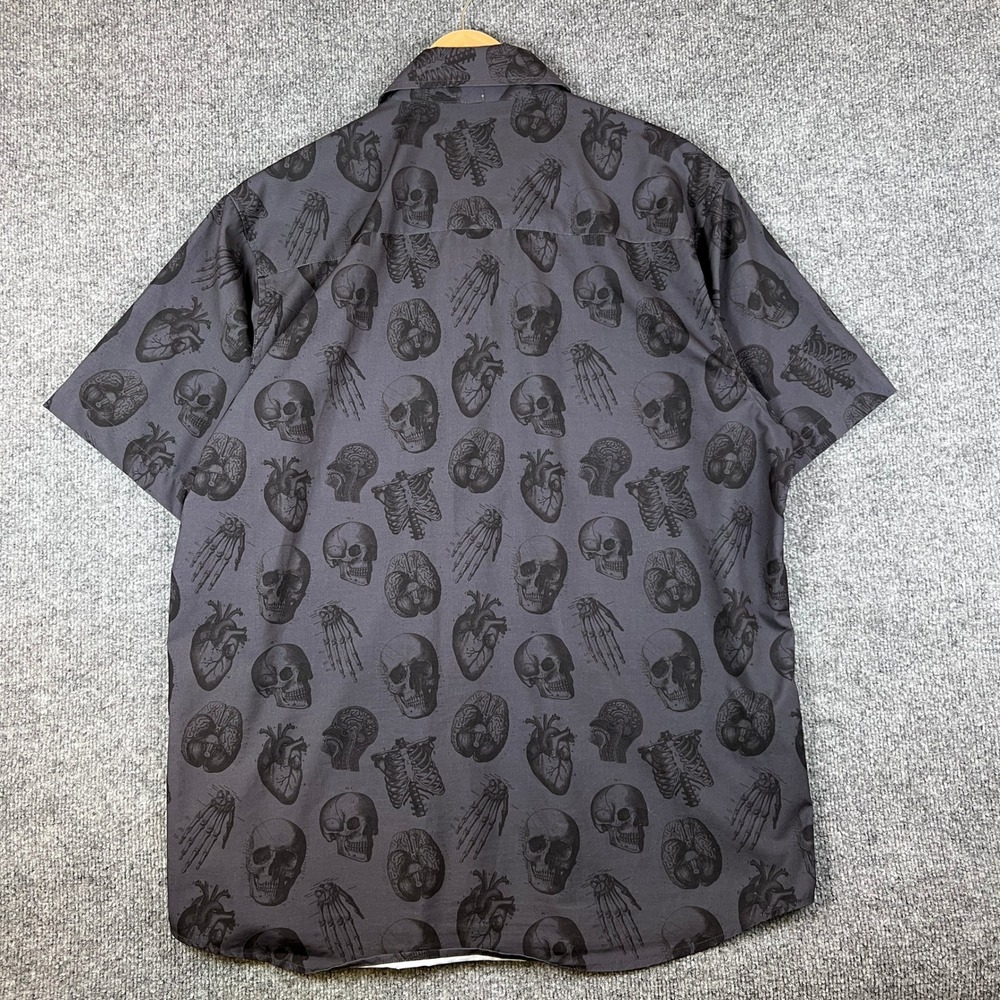 Dixxon Flannel Co Shirt Mens XL Love Kills Skulls Bones Pearl Snap Stretch - Picture 3 of 10